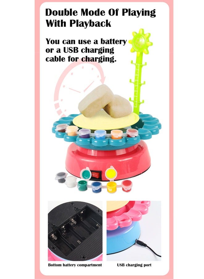 ZCM-HAPPY High Quality DIY Pottery Wheels for Kids Sunflower Pottery Wheels Art Crafts are Lightweight Foldable Portable and Durable Kids Handmade Toy Set  - Image 3