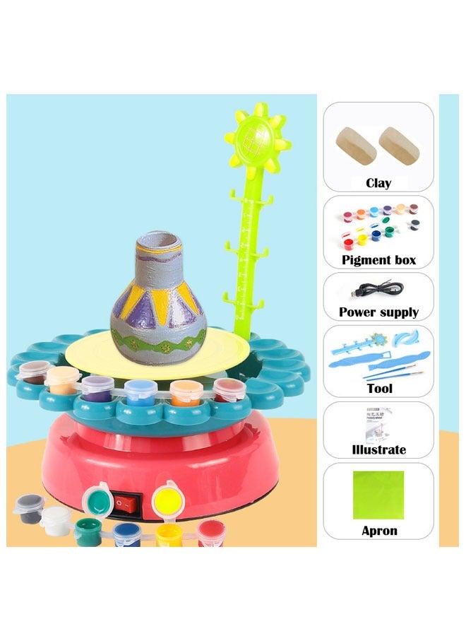 ZCM-HAPPY High Quality DIY Pottery Wheels for Kids Sunflower Pottery Wheels Art Crafts are Lightweight Foldable Portable and Durable Kids Handmade Toy Set  - Image 5