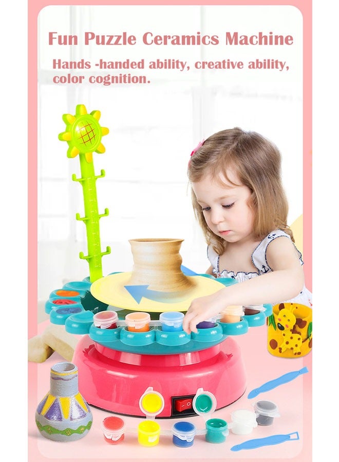 ZCM-HAPPY High Quality DIY Pottery Wheels for Kids Sunflower Pottery Wheels Art Crafts are Lightweight Foldable Portable and Durable Kids Handmade Toy Set  - Image 2
