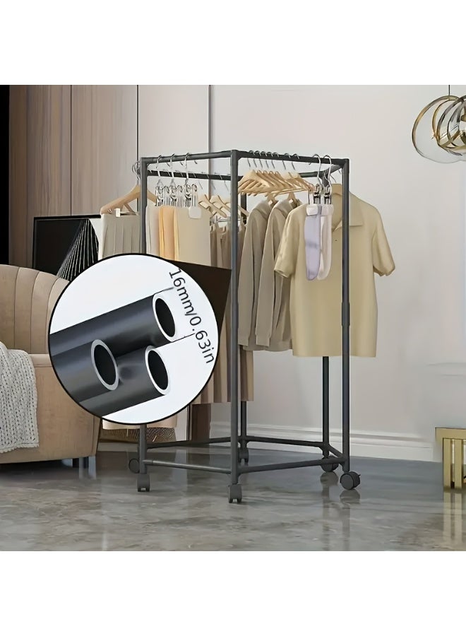 رف ملابس قابل للدوران مع عجلة، رف ملابس عالي التحمل على عجلات، رف ملابس متعدد الوظائف سداسي يدور 360 درجة، رف ملابس محمول لغرفة النوم وغرفة المعيشة. 29.3 × 13.7 × 47.2 بوصة - Image 3