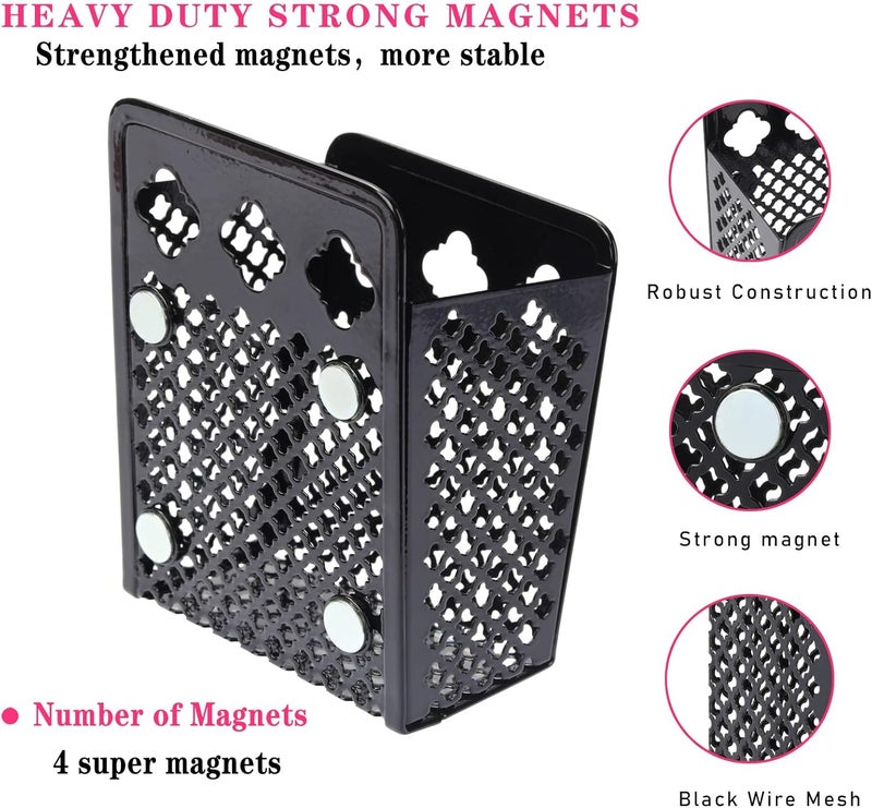 zeyce Magnetic Pencil Holder - Magnetic Locker Organizer, 1 Pack Pen Holder Locker Accessories for School and Office (1 Basket Black) - Image 2