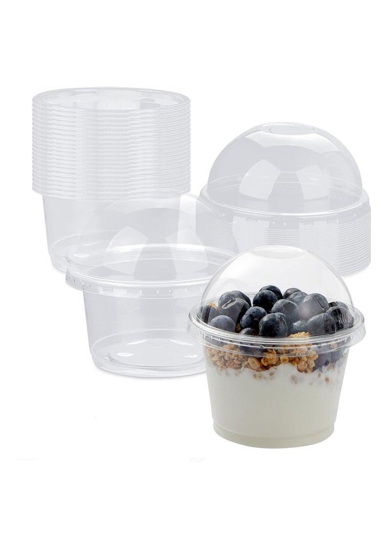 Sweet seven 100-Pack Clear Dessert Cups with Dome Lids - Versatile Party Cups for Cold Drinks, Ice Cream, Cupcakes, Parfaits (8.4 oz)  - Image 1