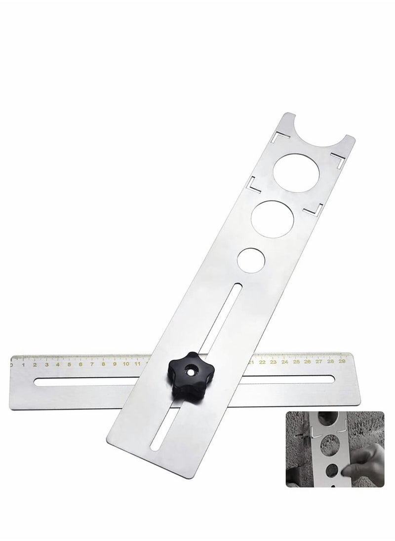 Y&D Ceramic Tile Hole Locator Stainless Steel Direction Jig Accurate Drilling Floor Guide Finder Gauge 360 Degree Adjustment for Cutting  - Image 1