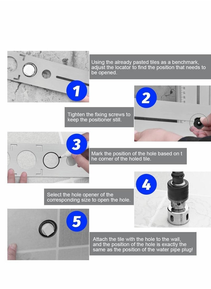Y&D Ceramic Tile Hole Locator Stainless Steel Direction Jig Accurate Drilling Floor Guide Finder Gauge 360 Degree Adjustment for Cutting  - Image 4