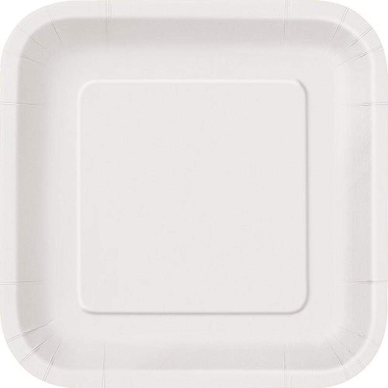 Unique Party White Square Disposable Paper Dessert Plates - 7'', 16 Pieces - Perfect for Parties, Weddings, Holidays & More - Image 5