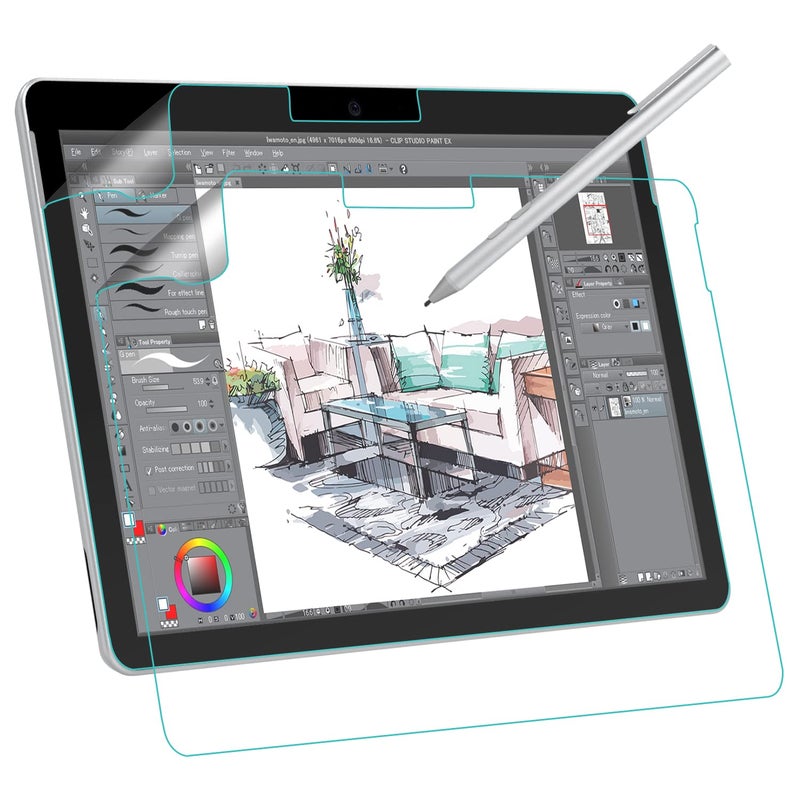 MoKo 2Pack PET Matte Screen Protector Fit Surface Go 4 2023 / Go 3 2021 / Go 2 2020 / Go 2018, Write, Draw and Sketch with The Surface Pen Like on Paper, Anti Glare Film for Microsoft Surface Go,Clear - Image 1