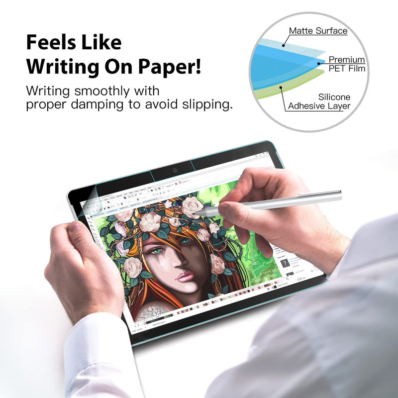 MoKo 2Pack PET Matte Screen Protector Fit Surface Go 4 2023 / Go 3 2021 / Go 2 2020 / Go 2018, Write, Draw and Sketch with The Surface Pen Like on Paper, Anti Glare Film for Microsoft Surface Go,Clear - Image 3