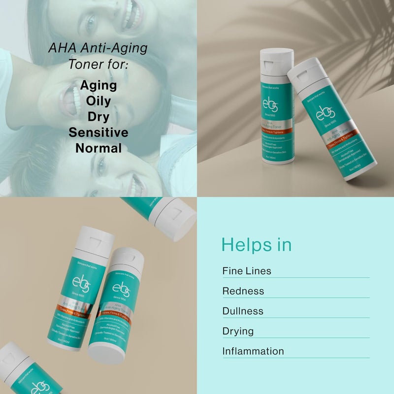 eb5 Aha Anti-Aging Facial Toner with Vitamins and Antioxidants, Tones, Firms & Tightens, Alchohol-Free, Clinically Tested on Sensitive Skin (6 fl oz) - Image 4