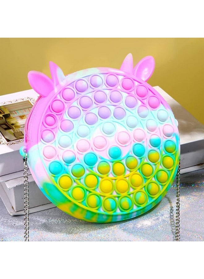 بارتي بروبس ألعاب Party Propz المصنوعة من السيليكون Popit Up، حقيبة باستيل، ألعاب Fidget، لعبة Poppet Push Pop Bubble Fidget Popping الحسية للأطفال والفتيات (قوس قزح، متعدد الألوان)  - Image 1