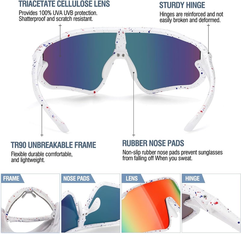 DUCO Kids Sunglasses Polarized UV Protection 400 - Kids Sports Sunglasses Boys with Lightweight TR90 Frame - Youth Baseball and Cycling Sun Glasses for Boys & Girls - DK268 - Image 3