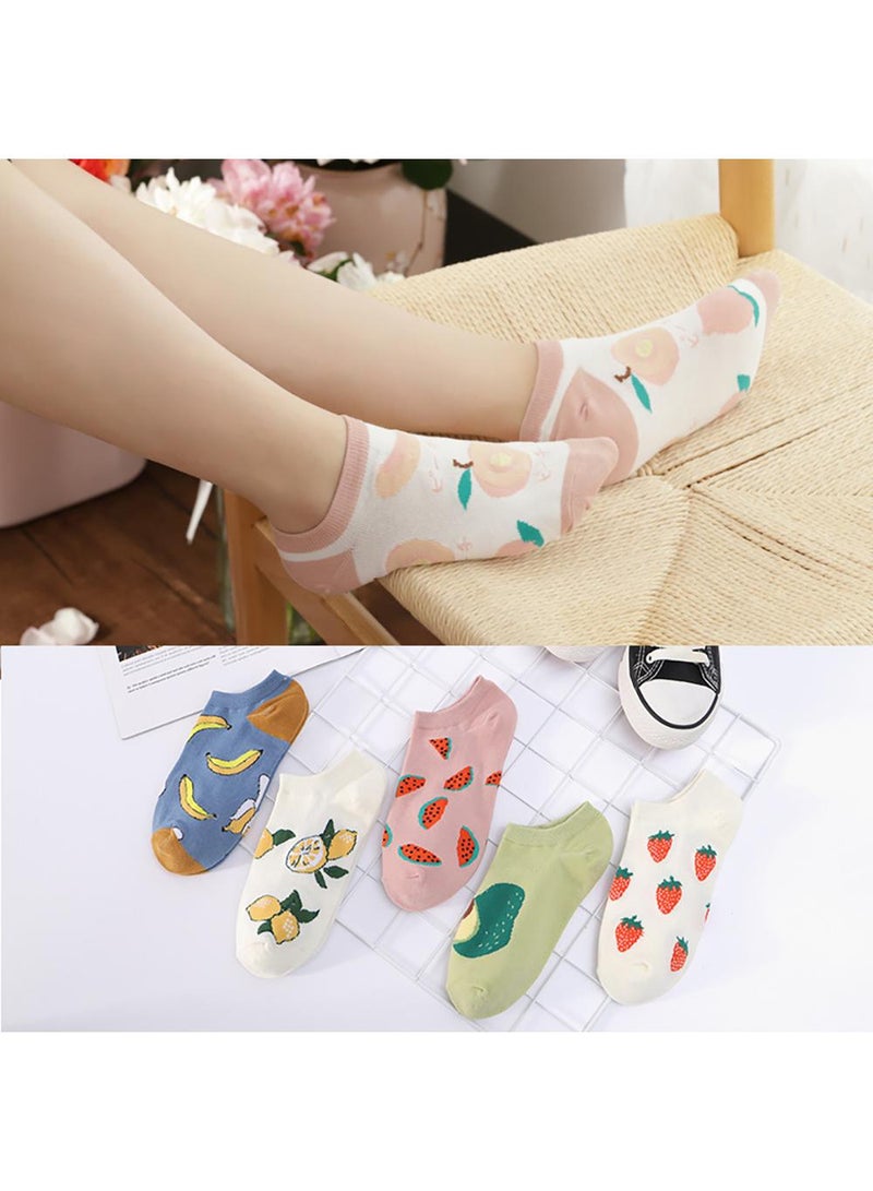 Sweet seven جوارب كاحل مزينة بفواكه لطيفة للنساء - 6 أزواج من الجوارب القصيرة للسيدات والفتيات - Image 3