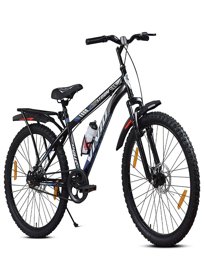 Vivid Storm 26 Inch Bike With Integrated Carrier || Single Speed || Front Suspension & Disc Brake || For Men || Black Color || Frame Size-18 Inch  - Image 1