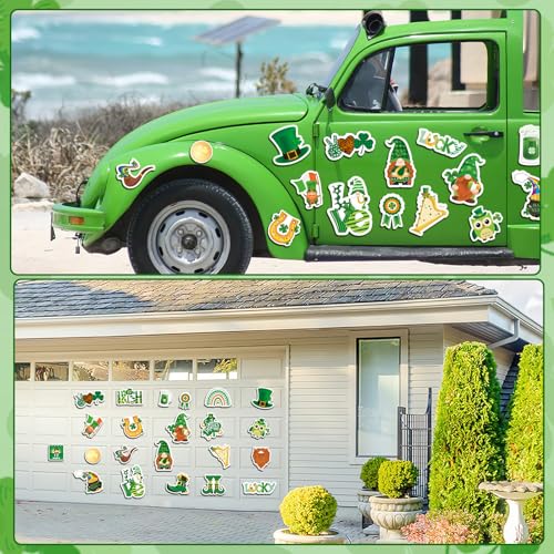 JULMELON St. Patrick's Day Magnets,22pcs Lucky Shamrock Green Clover Car Magnets Magnetic Stickers Decorations for Irish St. Patrick's Day Home Refrigerator Fridge Car Bumpers Party Decor - Image 4