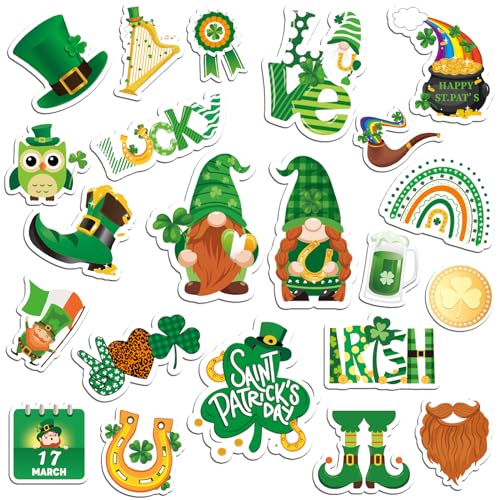 JULMELON St. Patrick's Day Magnets,22pcs Lucky Shamrock Green Clover Car Magnets Magnetic Stickers Decorations for Irish St. Patrick's Day Home Refrigerator Fridge Car Bumpers Party Decor - Image 1