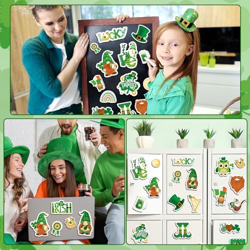 JULMELON St. Patrick's Day Magnets,22pcs Lucky Shamrock Green Clover Car Magnets Magnetic Stickers Decorations for Irish St. Patrick's Day Home Refrigerator Fridge Car Bumpers Party Decor - Image 5