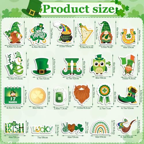 JULMELON St. Patrick's Day Magnets,22pcs Lucky Shamrock Green Clover Car Magnets Magnetic Stickers Decorations for Irish St. Patrick's Day Home Refrigerator Fridge Car Bumpers Party Decor - Image 2