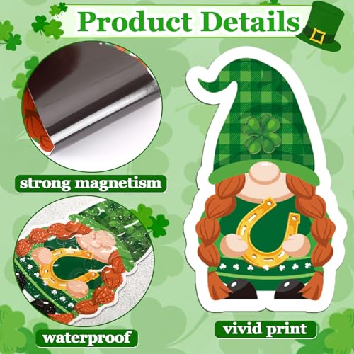JULMELON St. Patrick's Day Magnets,22pcs Lucky Shamrock Green Clover Car Magnets Magnetic Stickers Decorations for Irish St. Patrick's Day Home Refrigerator Fridge Car Bumpers Party Decor - Image 3