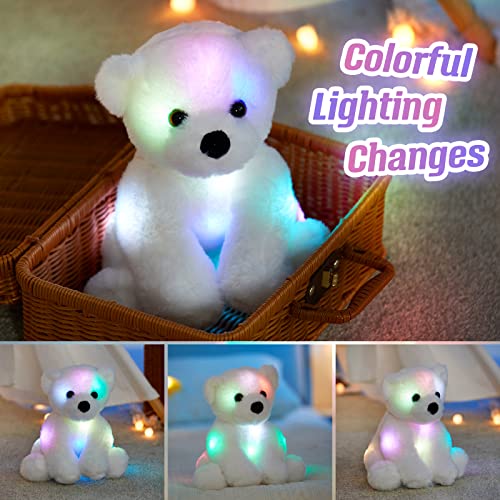 BSTAOFY Glow Polar Bear Light up Stuffed Animal LED Night Light Bear Soft Plush Toy Adorable Birthday Mothers Childrens Day Valentines for Toddler Kids White 95 - Image 5