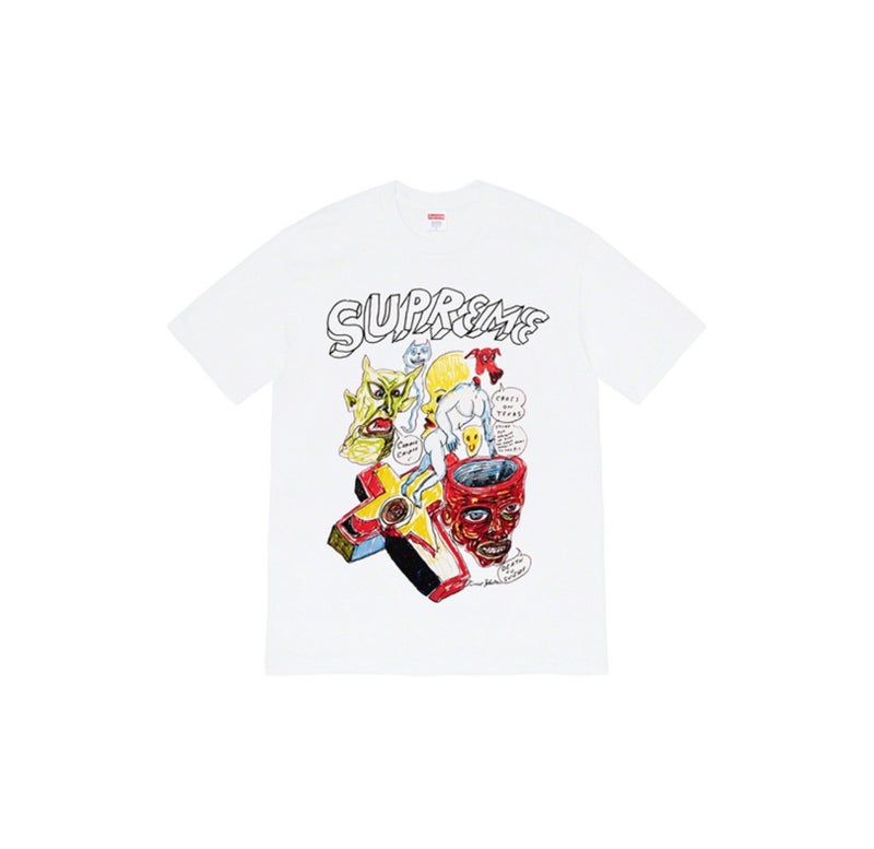 SUPREME 26FW New Trendy SUP American Retro Letter Print All-Match Short Sleeve T-Shirt - Image 1
