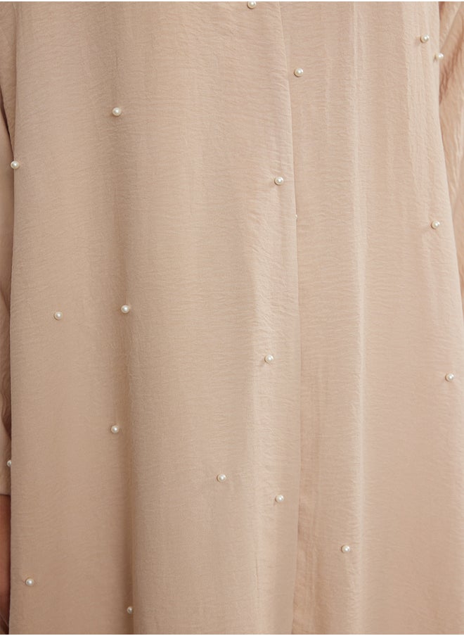 trendyol Stone Pearl Detailed Woven Cap & Abaya & Abaya TCTSS24KF00028  - Image 2
