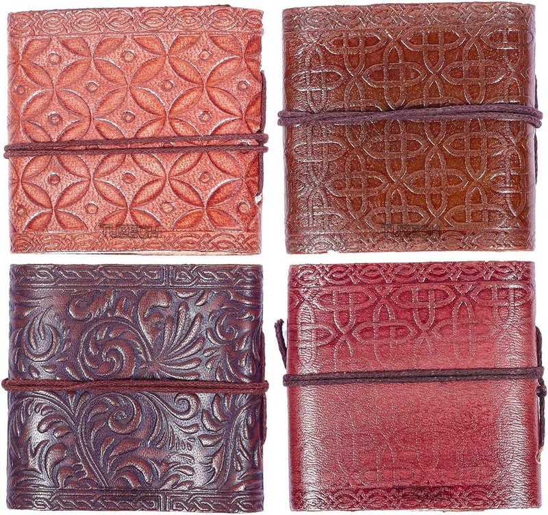 Tuzech Handmade Leather Bound Book of Shadows Set of 8 Mini Scrapbook Notebook Blank Unlined Small Pocket Diary For Office||Artist|| Architect|| Personal Notes Vintage Journal for Women and Men Gift - Image 4