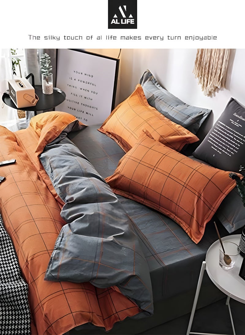Al LIFE AI LIFE Super King Size Bed Sheet Set - 6-Piece Bedding Set Includes Duvet Cover, Fitted Sheet, and 4 Pillowcases - Soft, Durable, and Breathable Luxury for All Seasons in Elegant Set 220x240cm  - Image 3