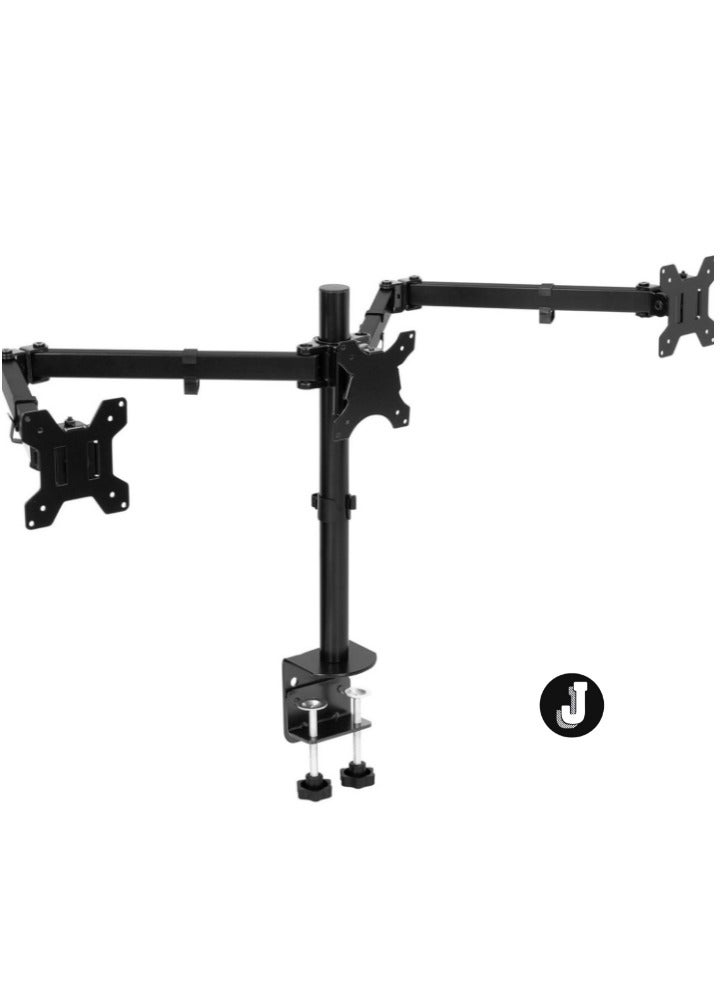 JAJEEK "Triple Monitor Desk Mount – 3 Screen Stand with Clamp & Grommet Base, Fits 24", 27", 32" Displays, Universal VESA 75x75 & 100x100" - Image 1