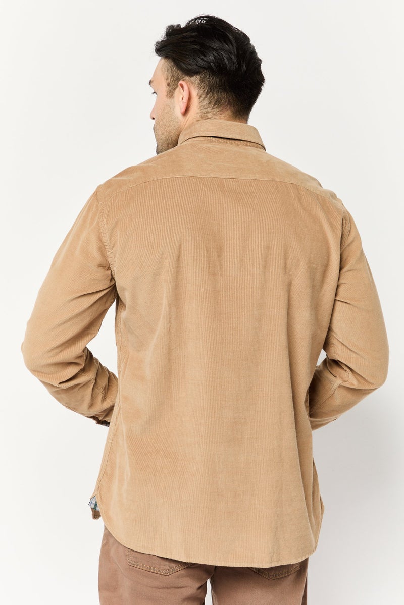 Harmont & Blaine Men Narrow Fit Embroidered Logo Long Sleeves Casual Shirt, Brown  - Image 4