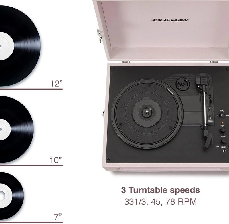 Crosley Voyager Portable Turntable - Bluetooth Record Player, 3-Speed Suitcase Vinyl Player, Home Turntables for Vinyl Records, Built in Stereo Speakers & Bluetooth Receiver, AUX Input, Amethyst - Image 3