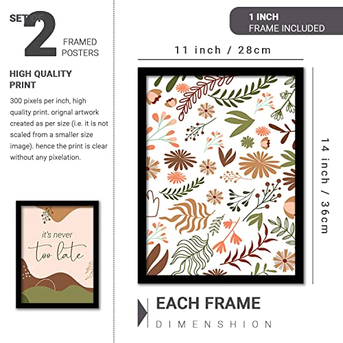 HEVEA Modern Art Framed Wall Posters/Paintings with Frame Wall Paintings Hangings Framed Wall Art Paintings (11 inch x 14 inch, Framed, Multicolor, Green) -Set of 2 - Image 2