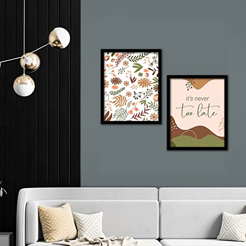 HEVEA Modern Art Framed Wall Posters/Paintings with Frame Wall Paintings Hangings Framed Wall Art Paintings (11 inch x 14 inch, Framed, Multicolor, Green) -Set of 2 - Image 3