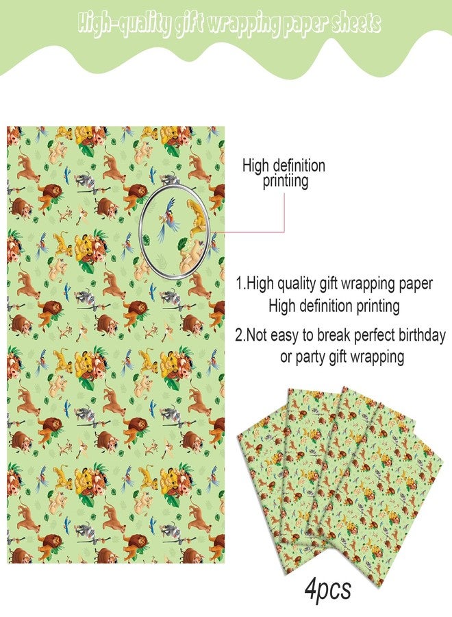 Omto 4 Pcs Lion Kings Wrapping Paper for Baby Shower Kids Birthday Lion Kings Party Decorations Wedding DIY Crafts Gift Packing, 20 x 30 Inch (Lion Kings) - Image 2