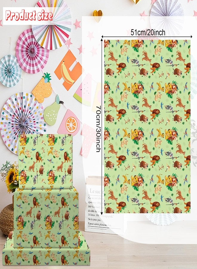Omto 4 Pcs Lion Kings Wrapping Paper for Baby Shower Kids Birthday Lion Kings Party Decorations Wedding DIY Crafts Gift Packing, 20 x 30 Inch (Lion Kings) - Image 3