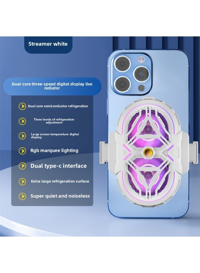 Semiconductor Mobile Phone Cooler S19 Two Modes Ice Cooling Game Tool Hocoolar Brand Lightweight Aviation Aluminum Ceramic-Color:RS3 Top With Dual-core Live Radiator-streamer White (streamer Third-g - Image 1