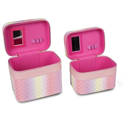 SHAMAX® Bridal Vanity Box for Women | Large Makeup Organizer Bag with Mirror & Dual Zipper | Bridal Makeup Box, Makeup Vanity, Makeup Brush & Trousseau Storage Case (Set of 2) - Image 4