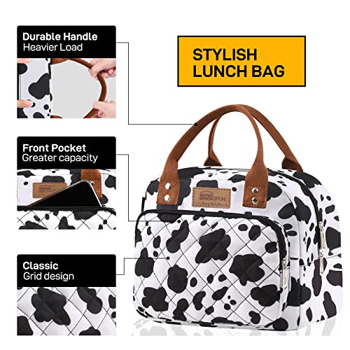 Buringer HOMESPON Lunch Bag for Woman Man Adults with Front Pocket Insulated Lunch Tote Lunch Box Container for Work Picnic or Travel（Cow） - Image 2
