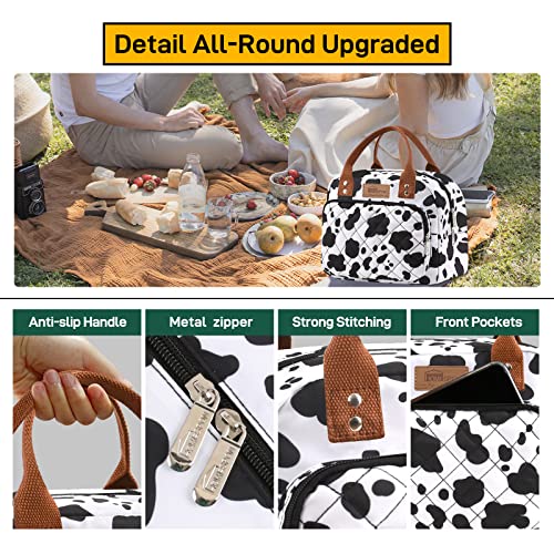 Buringer HOMESPON Lunch Bag for Woman Man Adults with Front Pocket Insulated Lunch Tote Lunch Box Container for Work Picnic or Travel（Cow） - Image 4