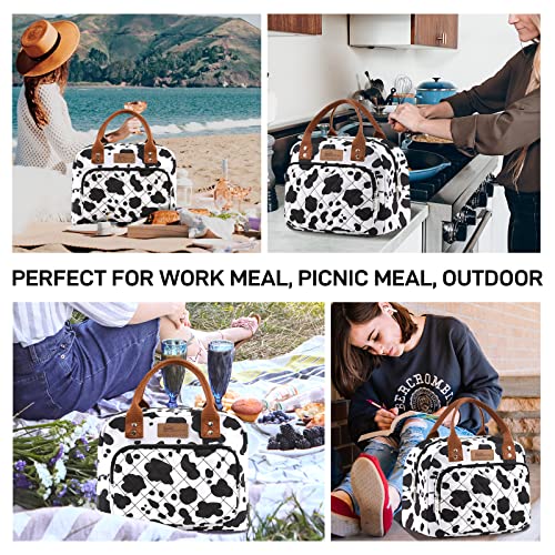 Buringer HOMESPON Lunch Bag for Woman Man Adults with Front Pocket Insulated Lunch Tote Lunch Box Container for Work Picnic or Travel（Cow） - Image 5