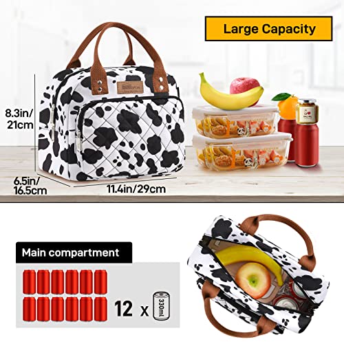 Buringer HOMESPON Lunch Bag for Woman Man Adults with Front Pocket Insulated Lunch Tote Lunch Box Container for Work Picnic or Travel（Cow） - Image 3