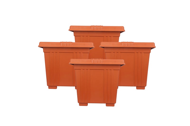 Halsey Square Flower Pots for Indoor/Outdoor/Living Room/Bedroom Balcony (Pack of 4) Modern Design Durable Plastic Plant Pot for Gardening (Without Plates, Large) - Image 1