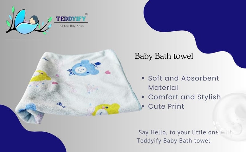 TEDDYIFY Soft Cotton Baby Bath Towel for Infants, New Born Babies and Toddlers, High Absorbent, Soft Cotton Premium Washcloth (1 Count, Blue) - Image 4