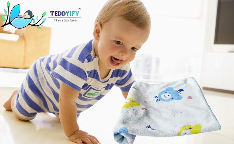 TEDDYIFY Soft Cotton Baby Bath Towel for Infants, New Born Babies and Toddlers, High Absorbent, Soft Cotton Premium Washcloth (1 Count, Blue) - Image 2