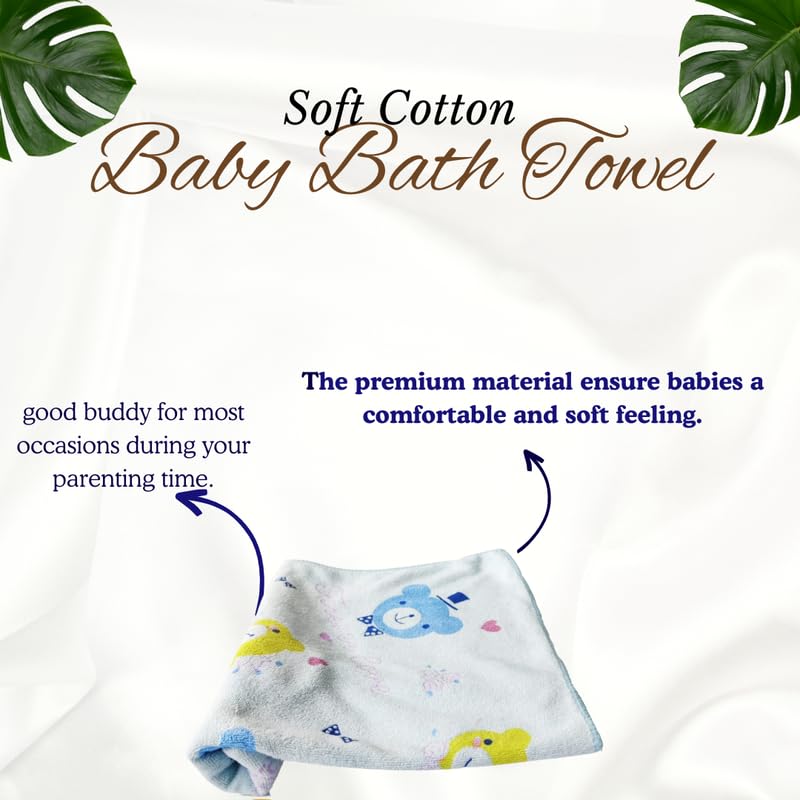 TEDDYIFY Soft Cotton Baby Bath Towel for Infants, New Born Babies and Toddlers, High Absorbent, Soft Cotton Premium Washcloth (1 Count, Blue) - Image 3