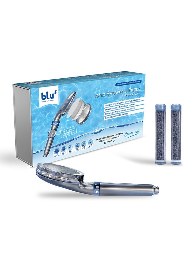 HANDHELD SHOWER FILTER AND SHOWER HEAD FOR SKIN AND HAIRCARE REMOVES CHLORINE AND HARMFUL POLLUTANTS PREVENT HAIR LOSS AND MOISTURIZE YOUR SKIN CHROME PLATED