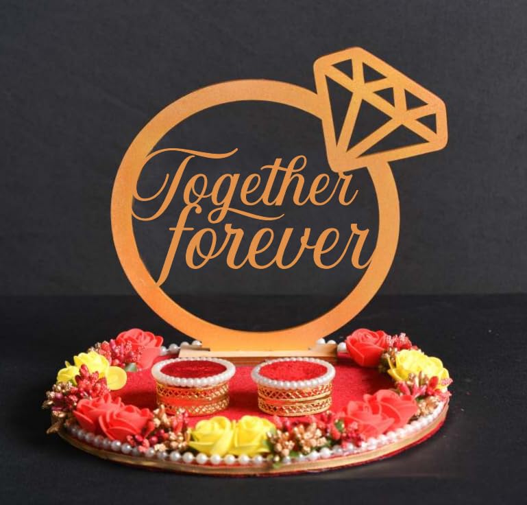 Mridang Engagement Wedding Ring Platter together forever platter Wedding Ring Holder Platter Marriage Dcor Engagement Tray RedWhite velvet