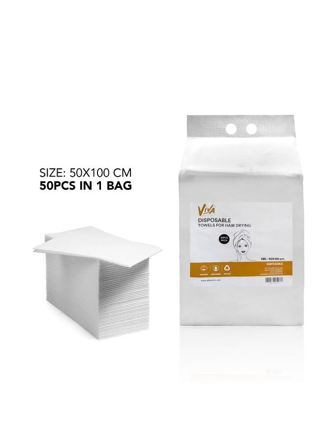 VIVA PROFESSIONAL Viva Disposable Towels 50 Pieces | Soft Absorbent Single-Use Towels for Salon, Spa & Beauty Treatments | Hygienic Disposable Towels UAE - Image 1