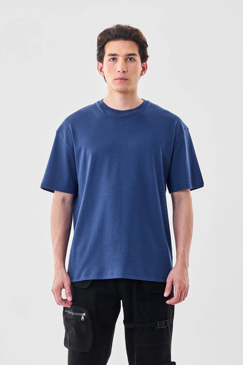Snitch Navy Core Lab Oversized 100% Cotton T-Shirt for Men | Best Price UAE