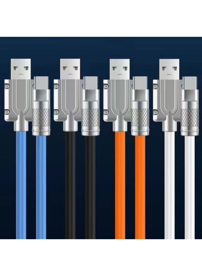 Geek 6A Zinc Alloy Fast Charging Data Line Machine Passenger Line Metal Head Thickened Liquid Silicone 6.0 Mobile Phone Charging Line-Color:Applicable To Apple Interface 1.5 Meters  - Image 1