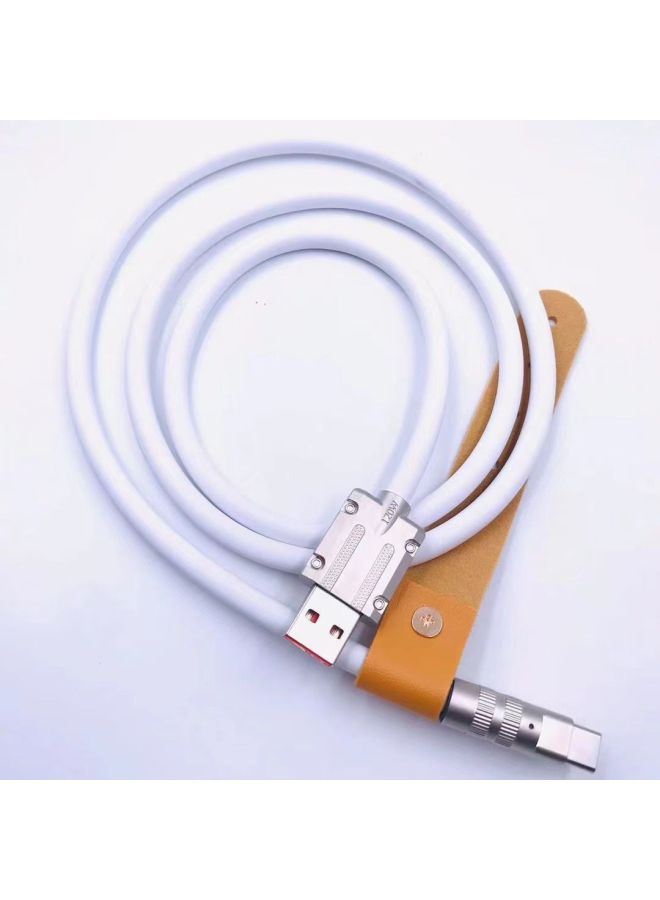 Geek 6A Zinc Alloy Fast Charging Data Line Machine Passenger Line Metal Head Thickened Liquid Silicone 6.0 Mobile Phone Charging Line-Color:Applicable To Apple Interface 1.5 Meters  - Image 5