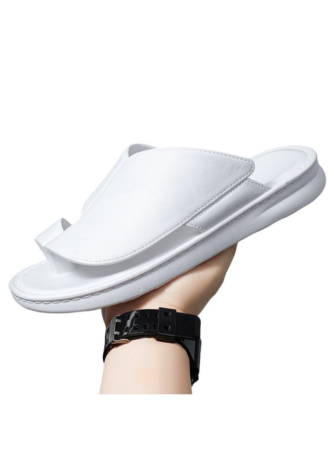 Saudi Arabia Dubai non-slip summer outdoor fashion soft bottom beach toe sandals casual men's slippers (white)  - Image 1